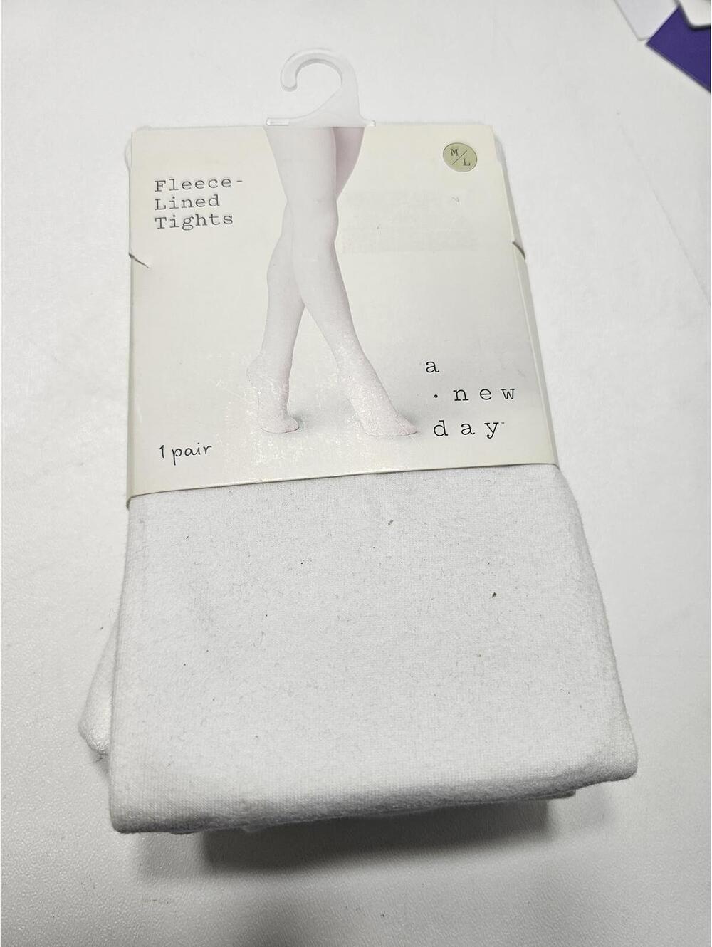 New A New Day Fleece-Lined White Tights, Size M/L